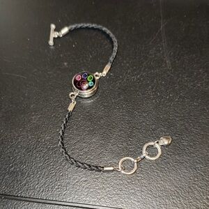 Black Braided Bracelet with Colorful Accents